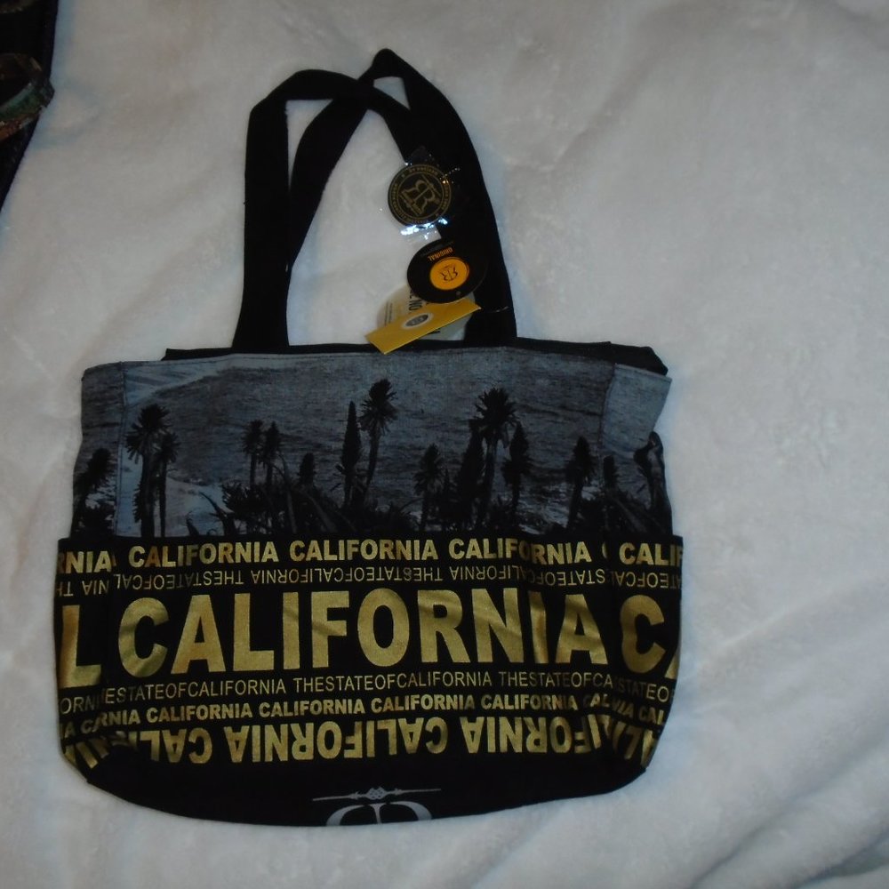 NEW ROBIN RUTH THE STATE OF CALIFORNIA PALM TREE OCEAN PURSE BAG TOTE HANDBAG